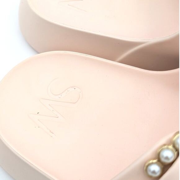 Stuart Weitzman Imitation Pearl Buckle Slide Sandal Pink Size US8B EU38.5 - Picture 9 of 11